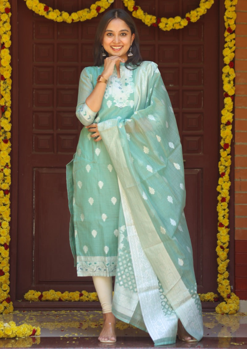 Mint Elysee Top & Dupatta Set