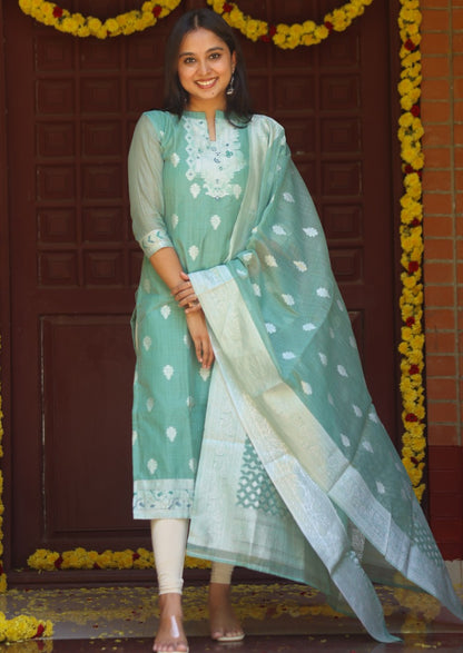 Mint Elysee Top & Dupatta Set