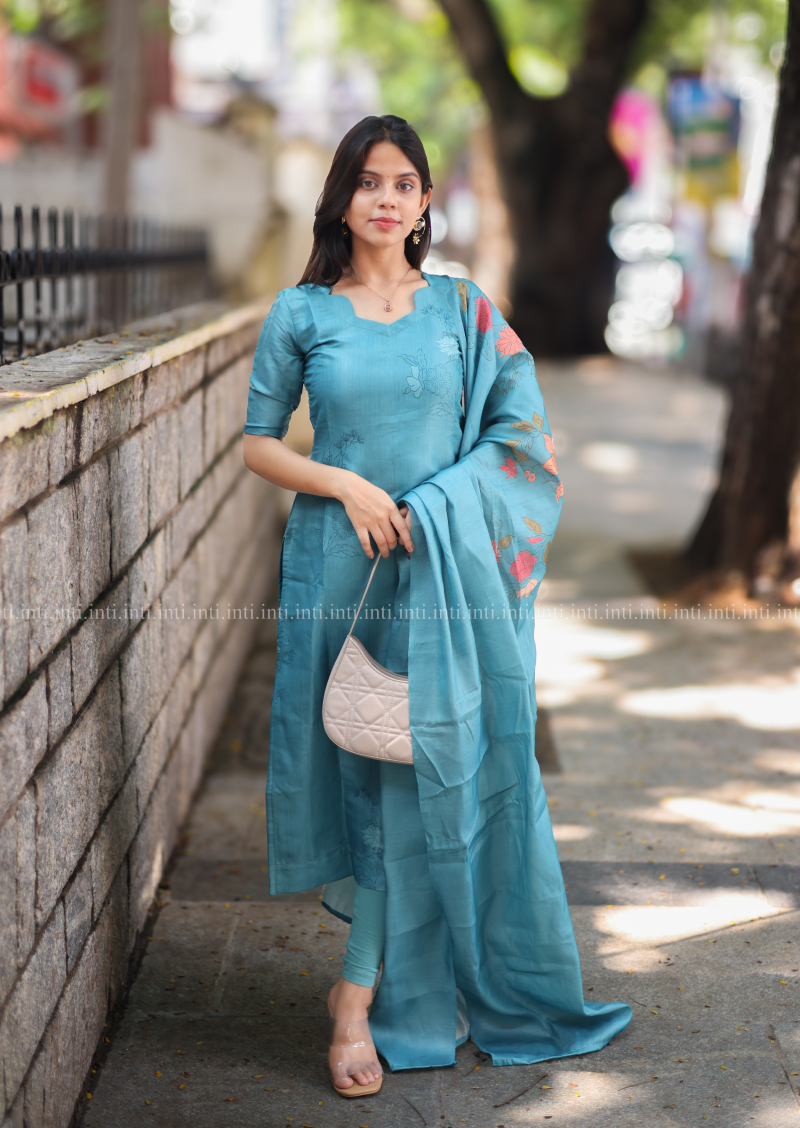 Ocean Petals Top & Dupatta Set