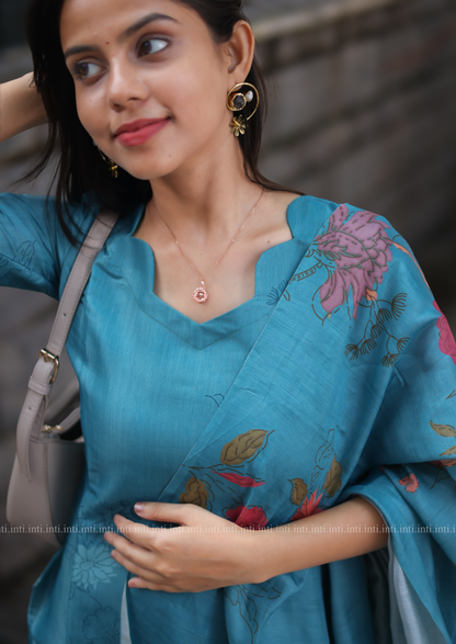 Ocean Petals Top & Dupatta Set