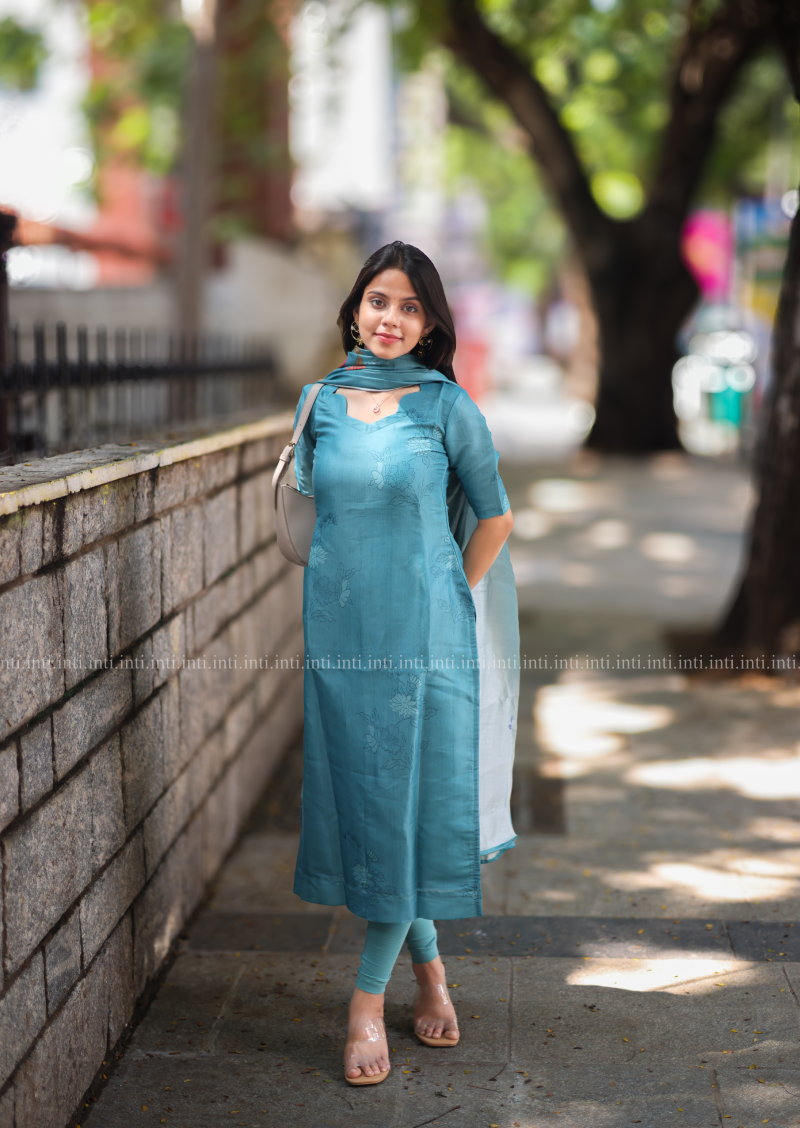 Ocean Petals Top & Dupatta Set