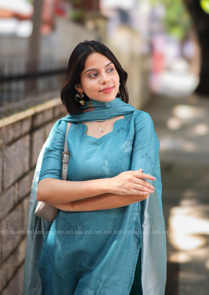 Ocean Petals Top & Dupatta Set