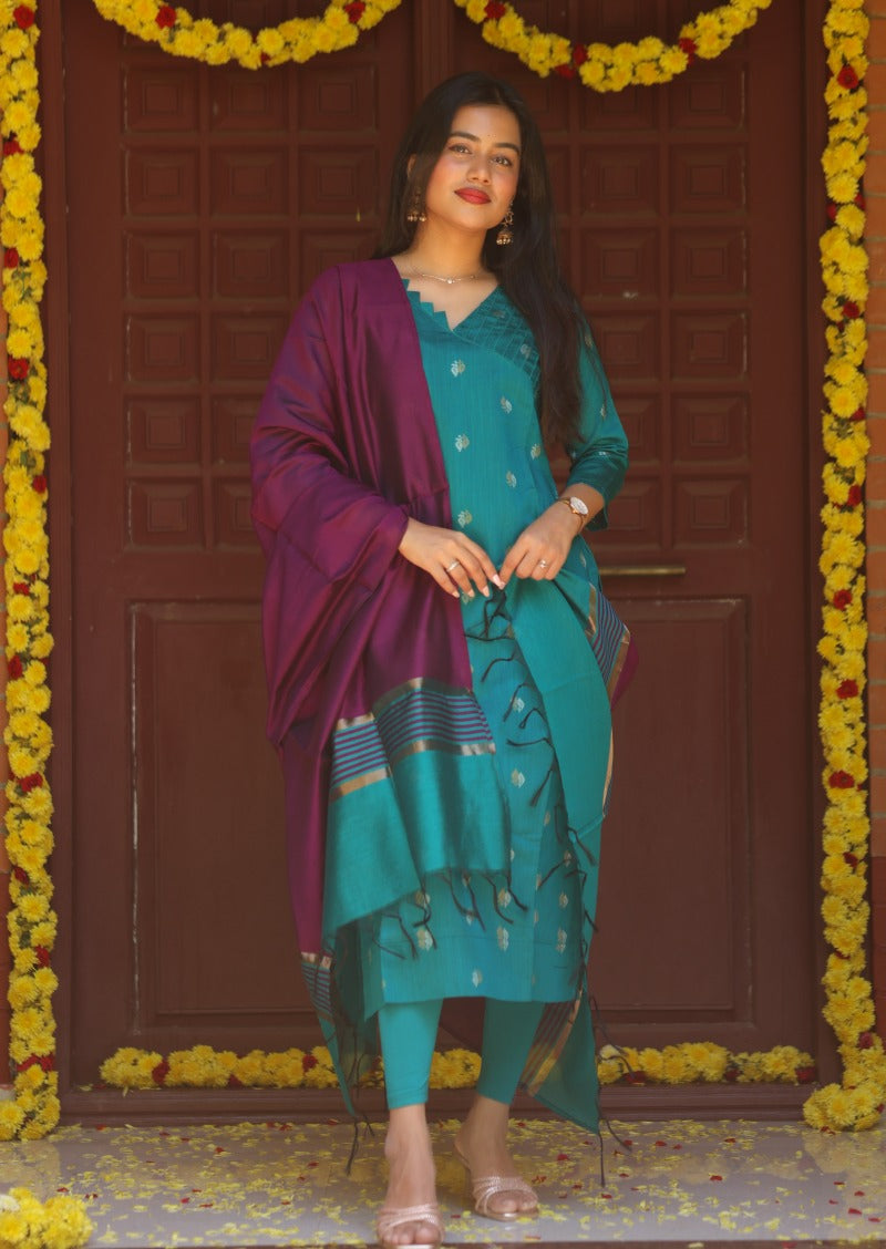 Oceanic Raga Top & Dupatta Set