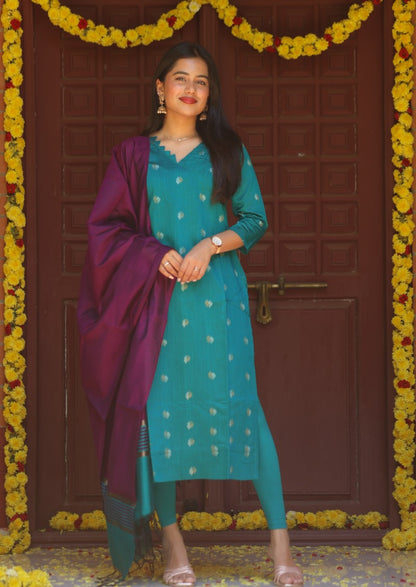 Oceanic Raga Top & Dupatta Set