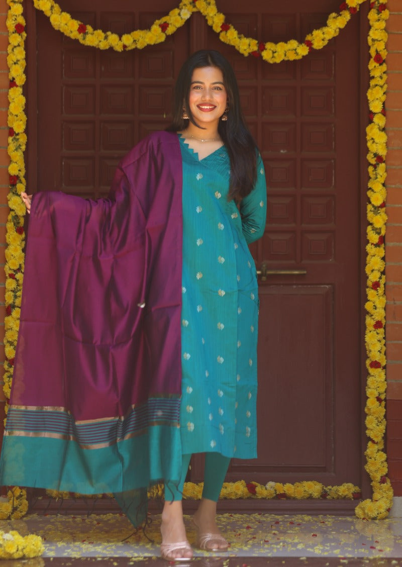 Oceanic Raga Top & Dupatta Set