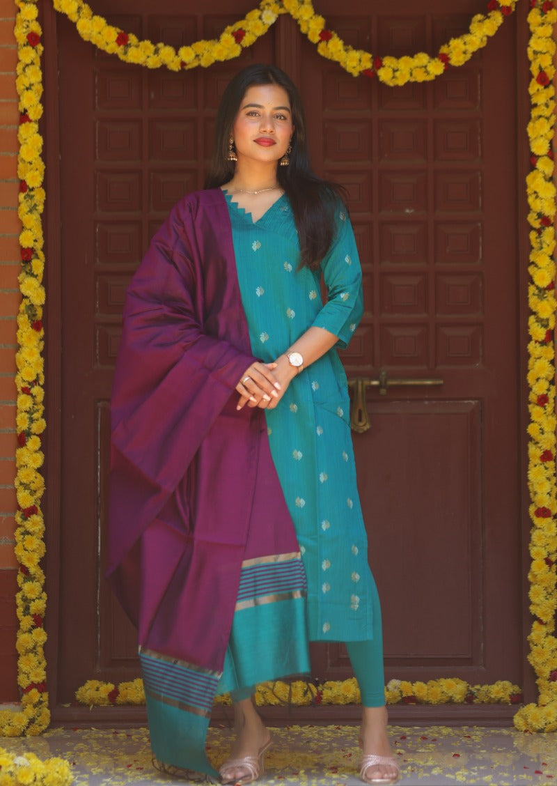 Oceanic Raga Top & Dupatta Set