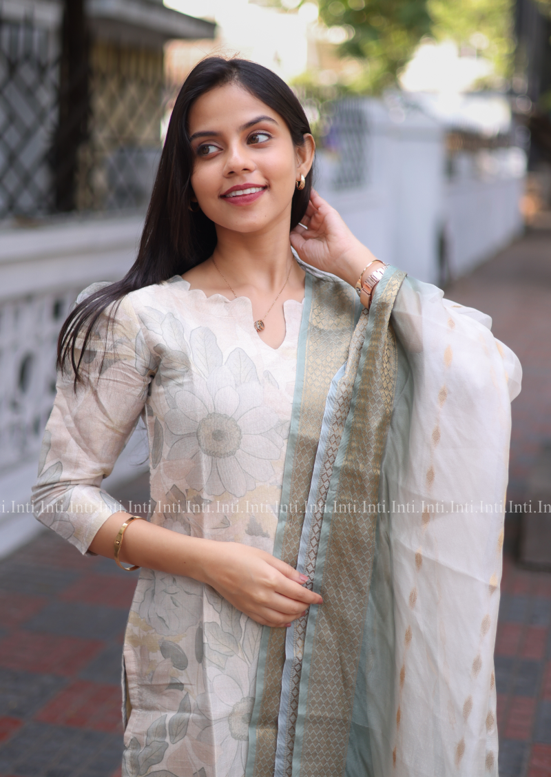 Lush Flora Top & Dupatta Set