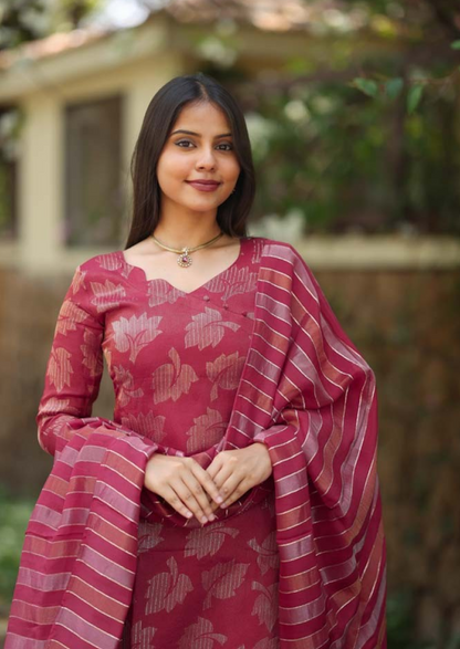 Rani Ember Top & Dupatta Set