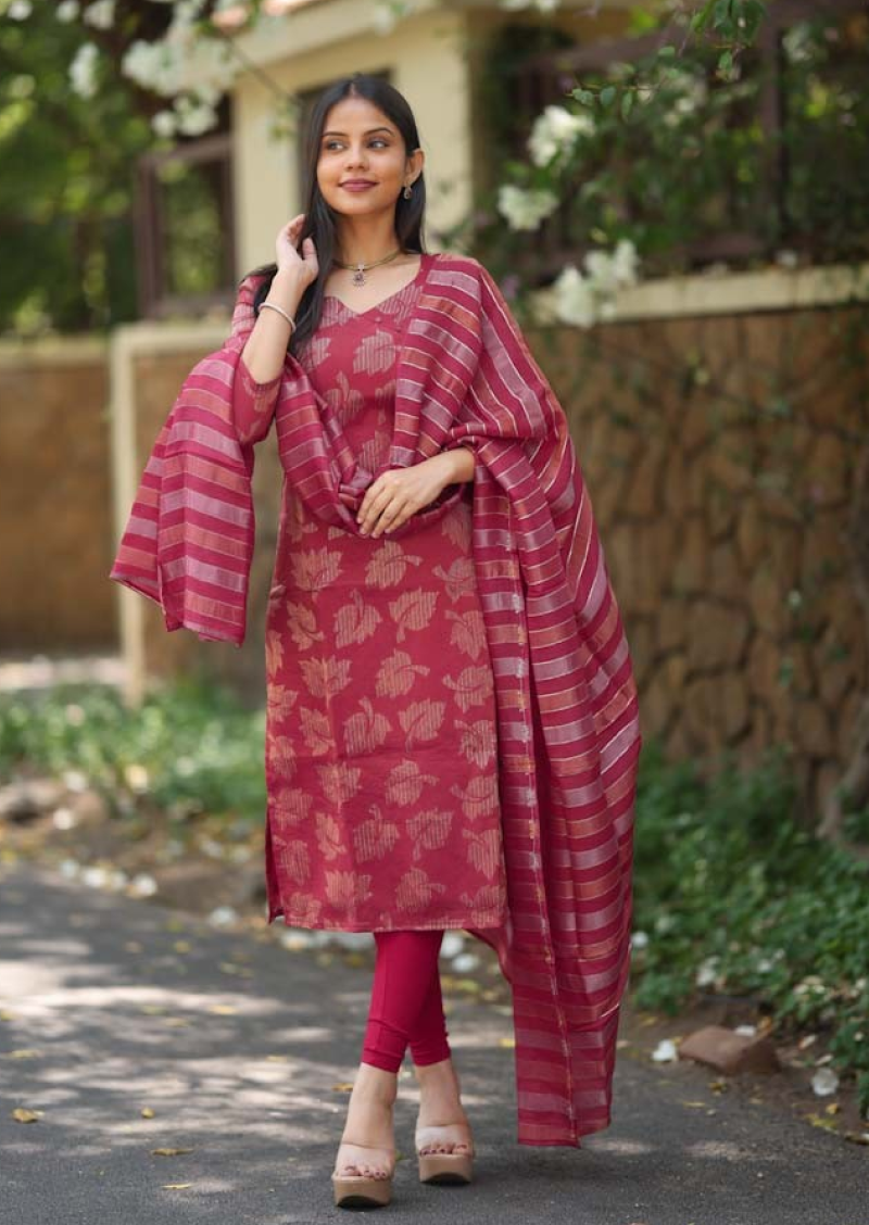 Rani Ember Top & Dupatta Set