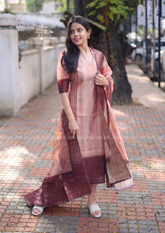 Soft Apricot Top & Dupatta Set